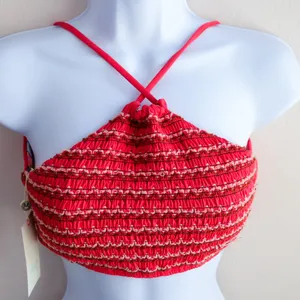 Maaji‎ Bikini Top Womens Large Red Reversible Smocked Floral Halter 3011MTS NWT thumbnail 11