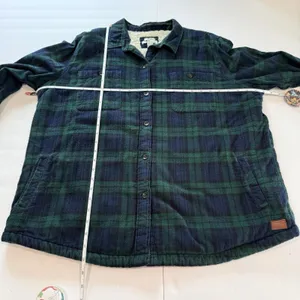 LL Bean Black Watch Scotch Plaid Sherpa Lined Shacket Flannel Jacket Pockets XL thumbnail 8