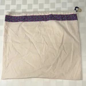 Tory Burch Cream Bag with Purple and Green Trim thumbnail 1