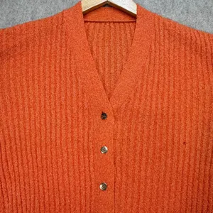 Vintage Short Sleeve Cardigan Womens M Orange Nautical Coastal Retro Halloween thumbnail 4