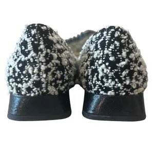 Tory Burch Georgia Boucle Tweed Pointed Toe Flats Black White 9.5 thumbnail 4