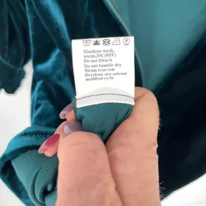 Unbranded Teal Green Velvet Puff Sleeve Wrap Tulip Mini Dress Small thumbnail 5