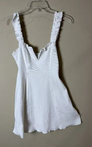 Intimately Free People Ruffle V-Neck Ribbed Mini Dress / Slip Size Small thumbnail 1