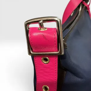 Coach Legacy Leather Duffle Crossbody Bag 19845 Navy‎ Pink Colorblock Rare Strap thumbnail 5