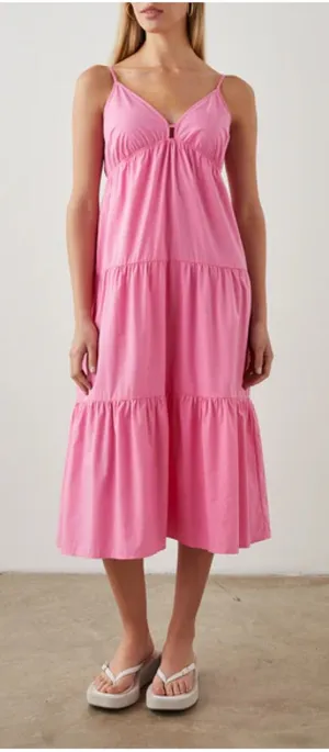 Rails Avril Hot Pink Tiered Midi Dress Sleeveless Sundress‎ Casual Summer thumbnail 1