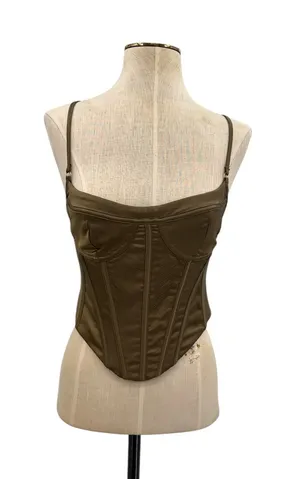 White Fox Olive Green Satin Corset Bustier Cami Top Adjustable Strap‎ Size XS thumbnail 1
