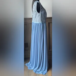 David's Bridal bridesmaid formal Light Blue Lace Maxi Dress NWT 16 thumbnail 7