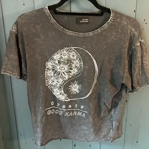 Caution To The Wind Charcoal Grey Floral Graphic Tee | Size Small thumbnail 1