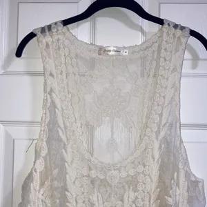 Simply Couture size large cream color sheer lace swimsuit coverup or dress thumbnail 5