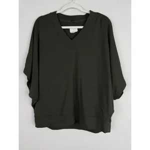 Lou & Grey Signature Soft Wetland Green V-Neck Poncho Sweater Knit Top Women's S thumbnail 6