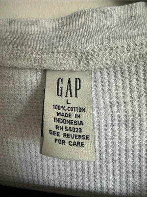 Gap Vintage Thermal Button Placket Long Sleeve Henley Large Gray Cotton thumbnail 2