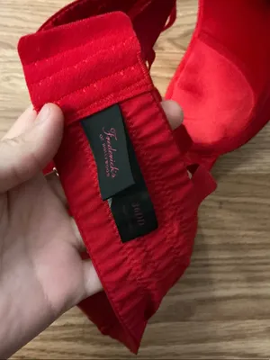 Frederick's of Hollywood Red Satin Strappy Bra with Molded Cups Size 36DD thumbnail 5
