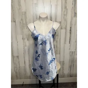 Vintage New Private Luxuries Blue Floral Nightgown Size Med thumbnail 2