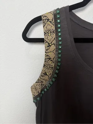 Lucy & Laurel Embellished Boho Chic Tank Top Size M thumbnail 8