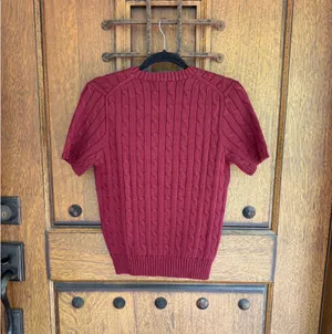 Polo by Ralph Lauren Women's Cable Knit Crewneck Sweater in Burgundy Size M thumbnail 5