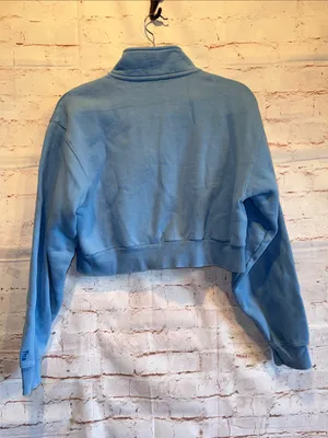 TNA Cozy Fleece perfect Cropped Quarter-Zip Pullover Light Blue med crop thumbnail 5