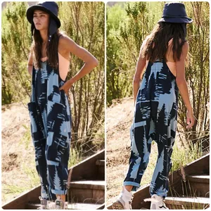 FP Movement Womens Hotshot Winter Forest Navy Boho Slouchy Jumpsuit Size M thumbnail 2