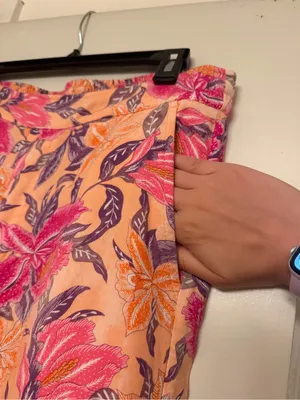 Old Navy Peach Floral Wide-Leg Pants with Pink and Purple Blooms🌸 thumbnail 2