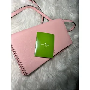 Kate Spade Pink Clutch Crossbody New Canvas Gold Plated thumbnail 5