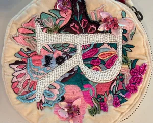Anna Harlow Russo X Anthropologie | “R” velvet beaded bag thumbnail 3