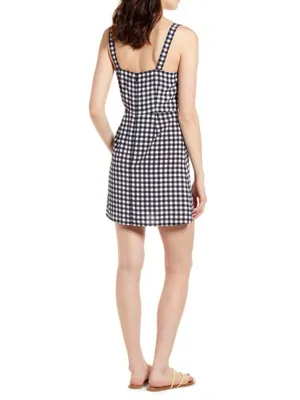 bp Black and White Gingham Square-Neck Mini Dress, Small thumbnail 3
