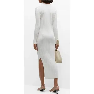 FRAME Ribbed Off White Long Sleeve Midi Sweater Dress Size XXS thumbnail 12