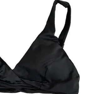 NWT Andie The Belmar Top Twisted V Neck Plunge Bikini Top Removable Cup M Black thumbnail 4