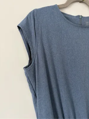 Albion Fit Cap Sleeve Chambray Going Places Athleisure Travel Casual Mini Dress M thumbnail 5