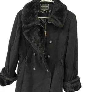 Wool Vintage Fairweather pea coat faux fur trim Says 14 Fits Like Womens Medium thumbnail 4