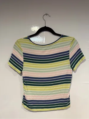 American Eagle blue green and purple stripe soft shirt‎ thumbnail 3