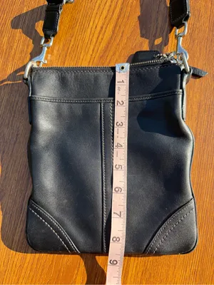 Coach Black Leather Crossbody Bag Adjustable Strap Silver Hardware 7X8.5 thumbnail 6