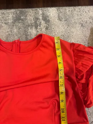 NWT Pluswear Pleated Long-Sleeve Red Dress thumbnail 7
