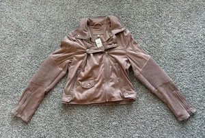Blank NYC Mauve-Taupe Faux Leather Moto Fall Jacket NEW Size Small thumbnail 1