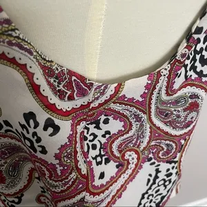 Anthropologie Meadow Rue Top Sleeveless Mixed Media Layered Striped Paisley Red thumbnail 7