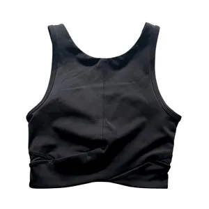 Lululemon Final Mile Crop Tank Women 2 Black Athleisure Nulux Mesh LW1CFPS BLK thumbnail 2