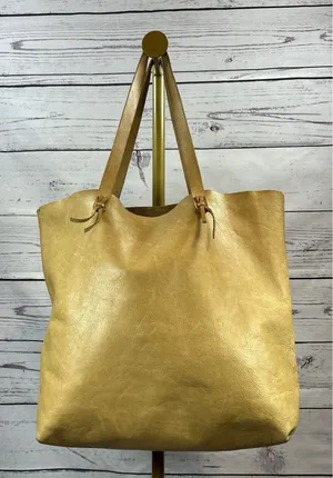 Madewell Tan Leather Large Tote Bag Minimalist Shopper Shoulder Purse thumbnail 1