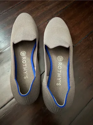 Rothy’s The Loafer Womens US 7.5 Mocha (w Blue Halo Trim) Flats Slip On Shoes thumbnail 4