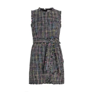 Cinq à Sept Rochelle Tweed Minidress Womens‎ 8 Multicolor Belted Fringe thumbnail 2