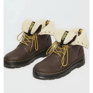 Dr Martens womens combs fold down boots leather combat Fleece lined brown UK 6 thumbnail 2