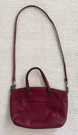 Coach Maroon Oxblood Red Prairie 58874 Top Handle Satchel Crossbody Leather Bag thumbnail 1