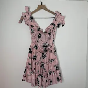 Misa Los Angeles Laiyin Floral Mini Dress Pink Womens Summer Off The Shoulder XS thumbnail 2