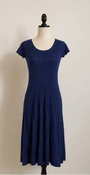 Anthropologie Sparrow Sweater Dress S Blue Knit Angora Blend Midi Boho thumbnail 1