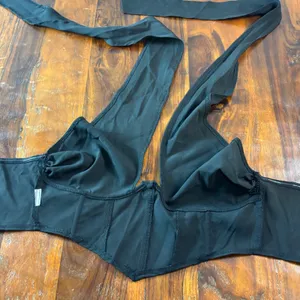 Missguided Black Corset Halter Top Plunging Neckline Zip‎ Back Size US 6 thumbnail 6