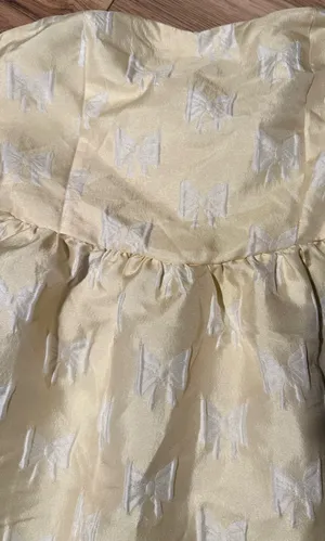 Altar'd State yellow strapless dress with bow print #fairycore #party thumbnail 3