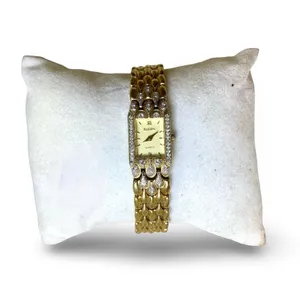 Vintage ELGIN Gold Tone & Rhinestones Bracelet Watch thumbnail 3