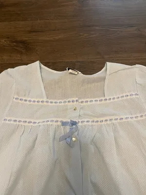 Vintage Marlaine Light Blue w/ White Polka Dots Robe/House Coat Size Large 16/18 thumbnail 2