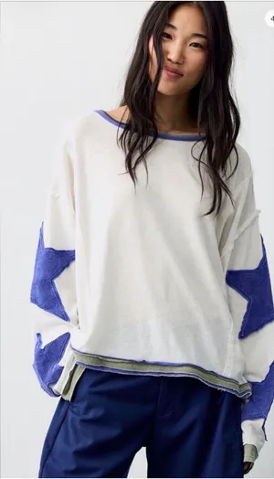Free people blue star long sleeve thumbnail 1