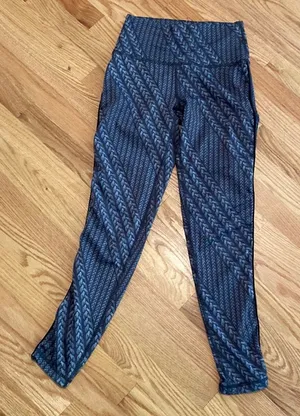 Aerie‎ Chill Play Move Patterned Leggings Printed Black and Gray Rope thumbnail 1