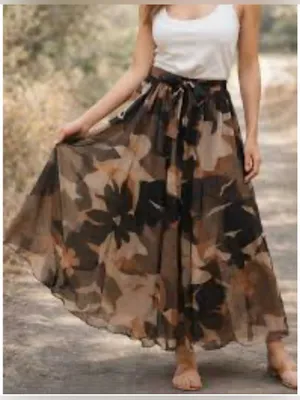 Live 4 Truth Maxi Boho Flowy Skirt Brown Medium NWOT thumbnail 1