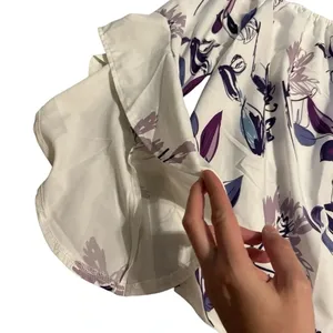 ✨🌸 Shein Off-Shoulder Floral Top‎ White Purple Medium 🌸✨ thumbnail 3